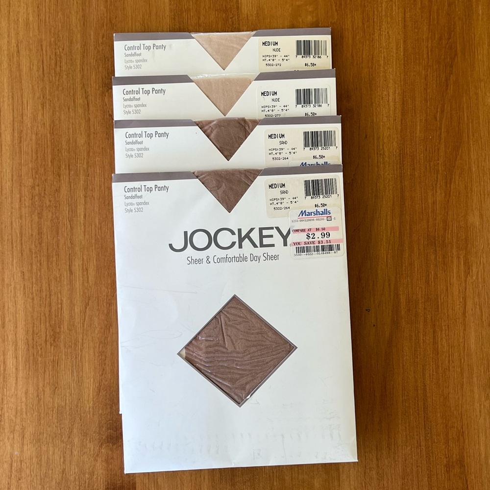 Vintage Jockey Control Top Pantyhose 4 Pairs Size Medium
